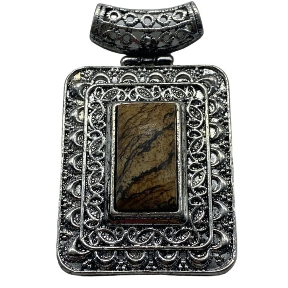 Elephant Skin Jasper Gemstone Sterling Silver 925 Pendant 2.5in